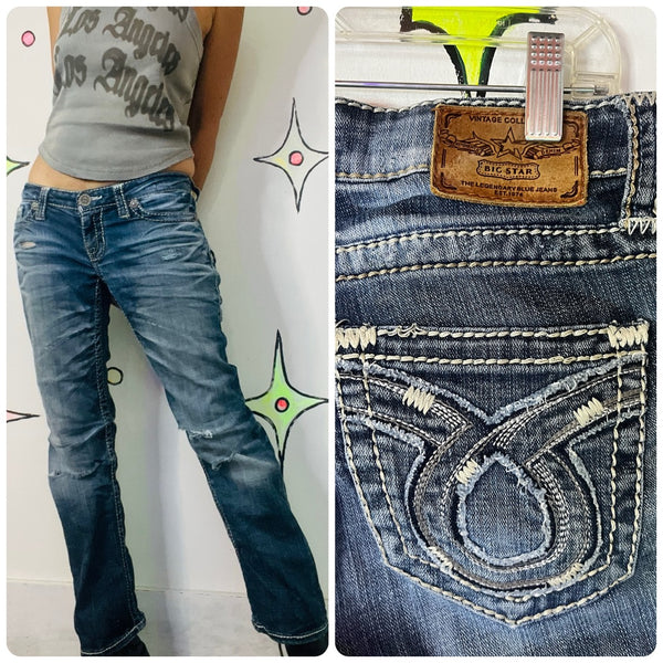 Y2K Denim Jeans – Embellished Low-Rise Flare – Indie Sleaze / Fairy Grunge – 26