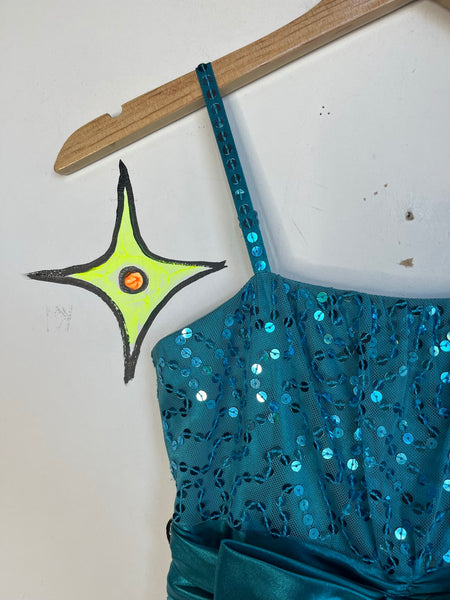 Blue Sequin Party Dress Kawaii Princess Cupcake Fit & Flare Tutu Twirl Dress XS