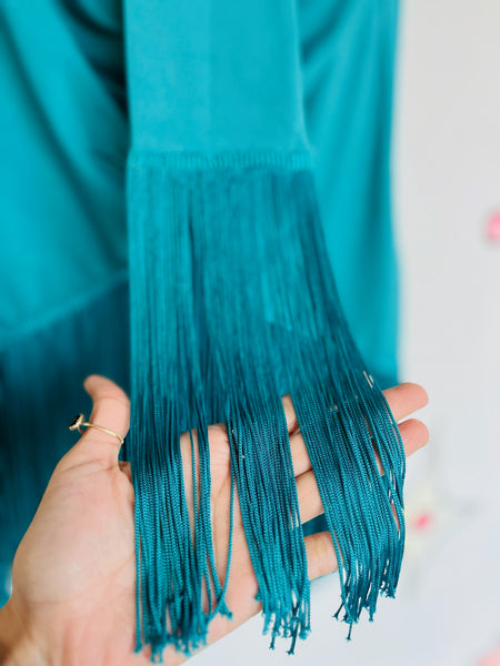 1920s Style Blue Fringe Skirt – Flapper Gatsby Party Western – Size M