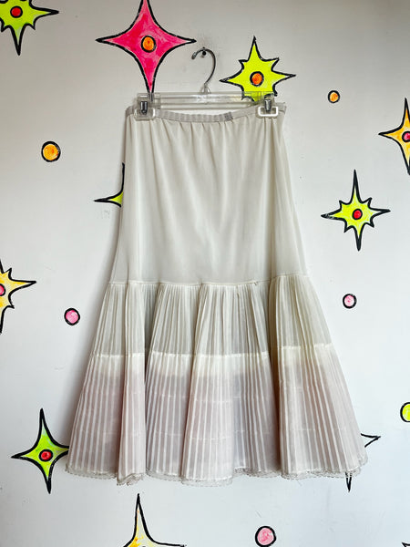 Vintage White Pink Crinoline Ruffles Layered Lace Coquette Babydoll Petticoat M