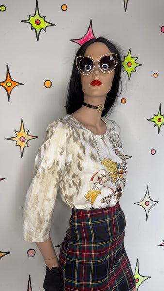 Y2K Graphic Tee Shopaholic Fairy Grunge Novelty Shirt 2000s Stretch Top M/L