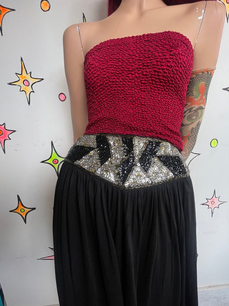 Vintage 90s does 70s Yellow Flower Power Stretchy Tube Top Emo Fairy Grunge | M
