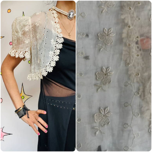 Vintage Babydoll Fairy Grunge Cropped Lace Bolero - Antique Style - S/M