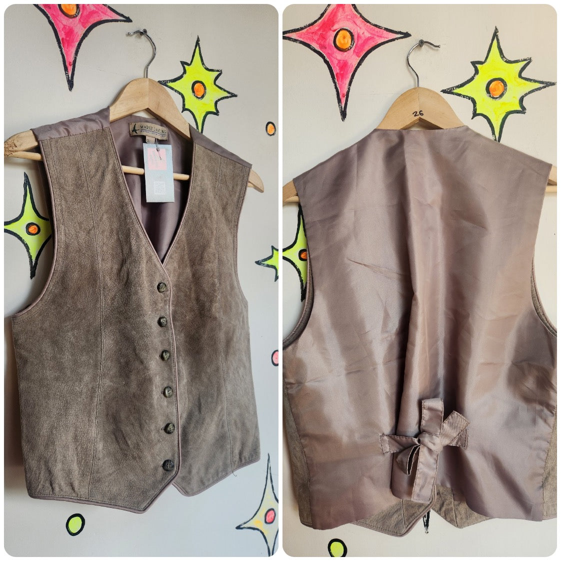 Vintage 90s | Suede Leather Vest Grunge Western | M