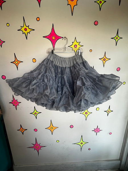 Vintage Square Dance Petticoat 50s Blue Poofy Crinoline Skirt Rockabilly Pinup M