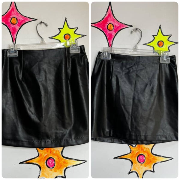 Vintage Y2K Abercrombie Vegan Leather Mall Goth Emo Grunge Black Mini Skirt | S