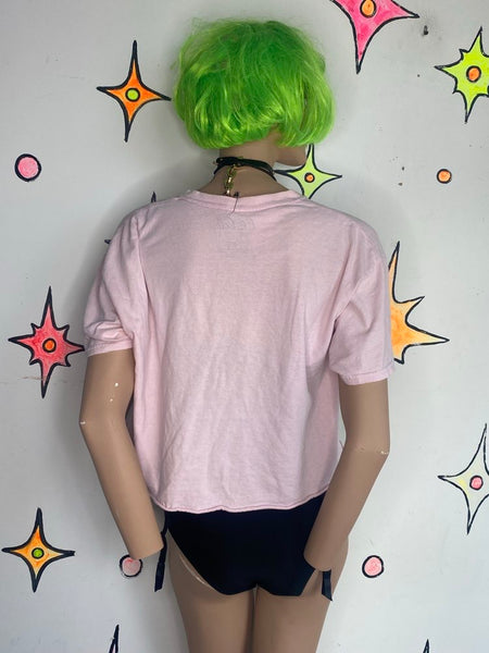 Pink Cherry Coke Crop Top Y2K Pop Art Graphic Tee Retro Coca Cola Shirt L
