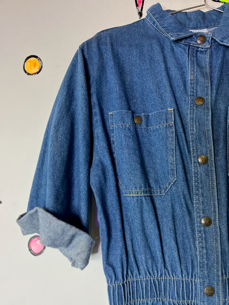 Vintage 90s Denim Overall Dress Grunge Streetstyle Mini Jumper Emo Y2K – Large