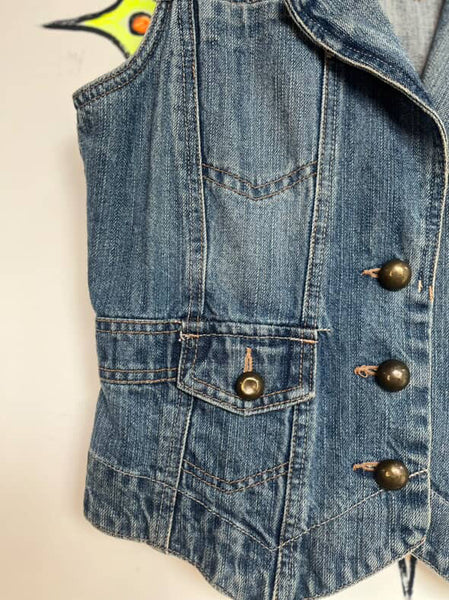 Vintage Y2K Denim Vest | Fairy Grunge Emo Indie Sleaze Layering Top | Size 10