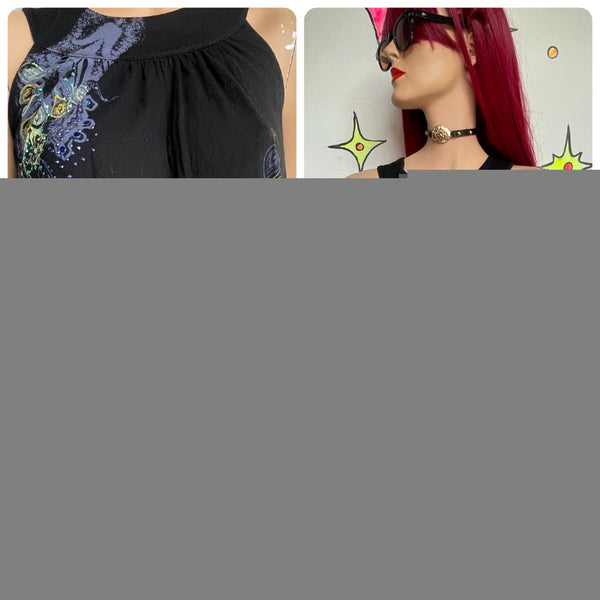 Y2K Paisley Tee Tattoo Print Whimsigoth Fairy Grunge Earthy Boho M