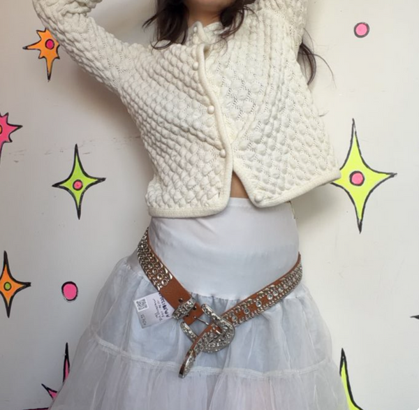 Y2K Tan Embellished Studded Rhinestone Fairy Grunge Belt McBling Cowgirl Core