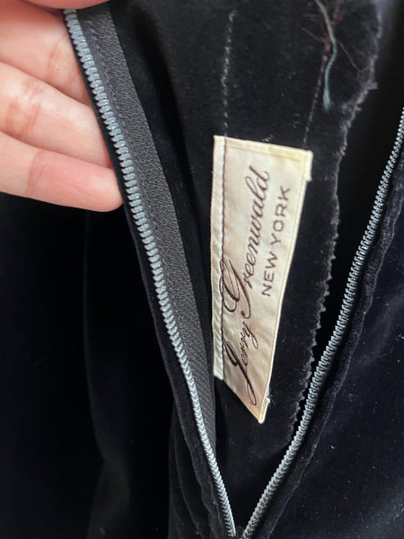 50s Black Velvet Dress | Pin Up Classic Vintage Goth Party Wiggle Glam Vixen XS