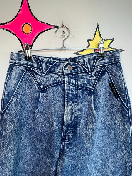 Rocky Mountain Acid Wash Jeans | 80s Western Cowboy Rodeo High Rise Denim S