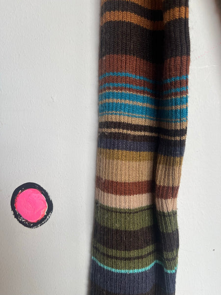 Retro Striped Turtleneck 60s 70s Mod Rainbow Groovy Clowncore Grunge Top M