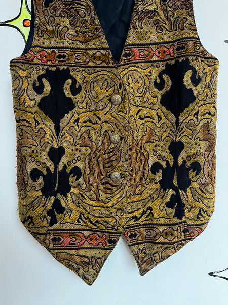 Vintage 90s Brocade Steampunk Fairy Grunge Tapestry Vest - M