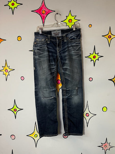 Y2K Denim Jeans – Embellished Low-Rise Flare – Indie Sleaze / Fairy Grunge – 26