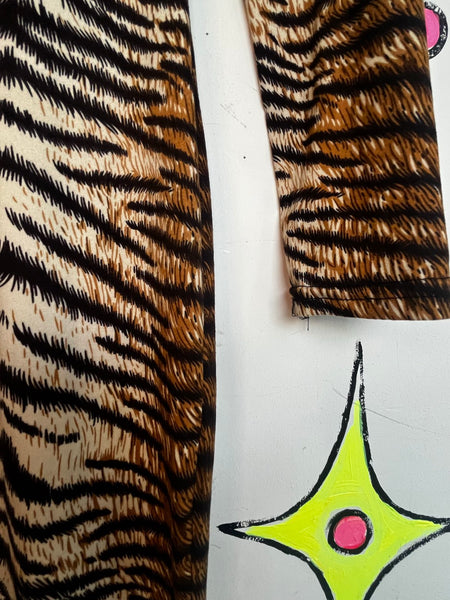 Tiger Print Maxi Dress Y2K Animal Print Bodycon Goth Grunge Stretch Dress | M