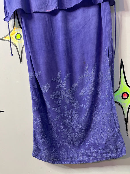 Vintage 90s Lilac Witchy Boho Maxi Dress - Fairy Grunge Revival - Side Slit - 12