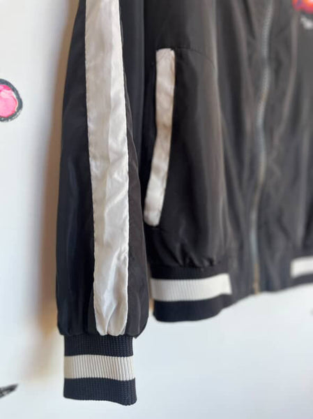 Vintage Y2K Satin Embroidered Fairy Grunge Bomber | Japanese Souvenir Jacket | L