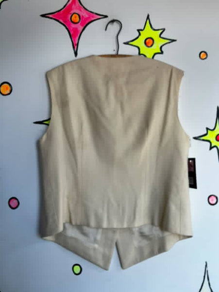 Off White Oversized Vest with Gold Buttons - Rococo Victorian Revival - Size M