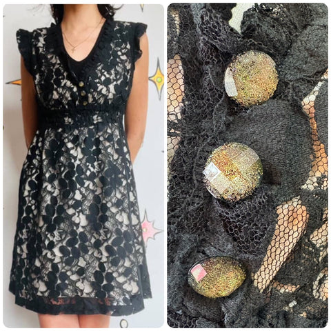 Black Lace Babydoll | 90s Y2K Whimsy Goth Coquette Fairy Grunge Dress | M
