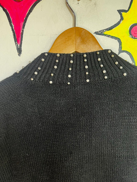 Vintage 80s Embellished Christmas Sweater Ugly Tacky Holiday X Mas Party M