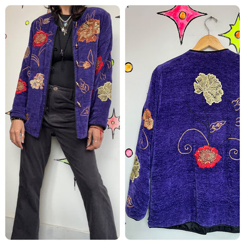 Vintage 80s 90s | Oversized Chunky Cozy Embroidered Cottage Core Sweater | PM