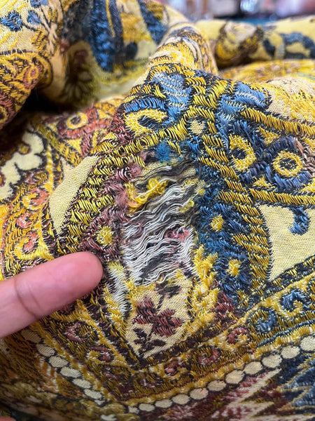 Antique Islamic Silk Tapestry or Shawl - Ornate Woven Textile with Fringe