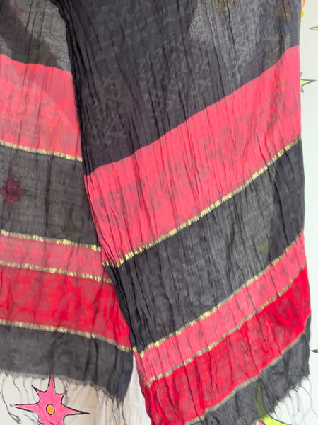 Black Red Gauzy Scarf Wrap Whimsy Goth Grunge Witchy Boho Layering Shawl