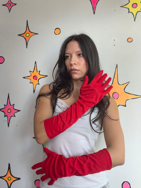 Red Costume Gloves Vamp Devil Burlesque Glam Halloween Party Gloves