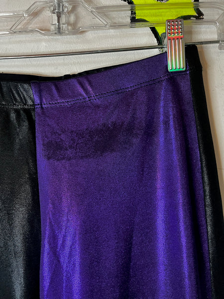 Vintage Stretchy Glam Metallic Black & Purple Rave Disco Bellbottom Flares | S