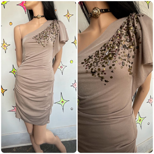 Asymmetrical Beaded Boho Dress Indie Sleaze Fairy Grunge Western Vintage - S