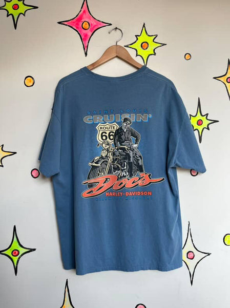 Vintage 90s Harley Davidson Tee | Biker Grunge Route 66 Graphic T-Shirt XL