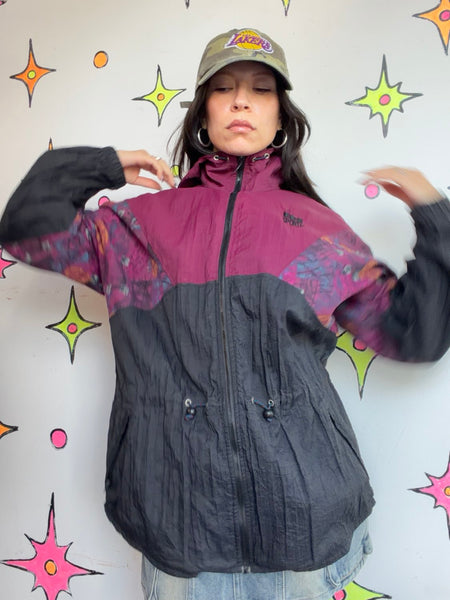 90s Y2K Merlot Black Windbreaker Gorpcore Japanese Streetwear Goth Athleisure L