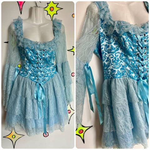 Pastel Blue Rococo Marie Antoinette Lolita Cosplay Dress Coquette Cottagecore XL