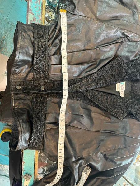 Vintage 80s Black Leather Dolman Jacket Cropped Statement Coat M