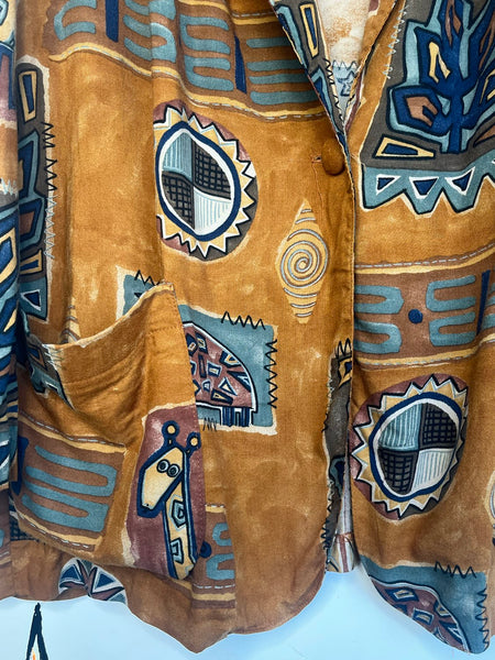 Western Boho Grunge Jacket Open Flowing Long Jacket Vintage Layering Piece XL