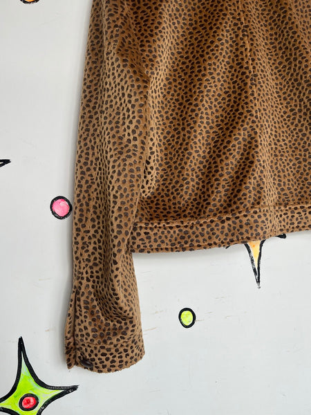 Vintage 90s Y2K Vegan Animal Print Jacket Cropped Grunge Glam Boho - M