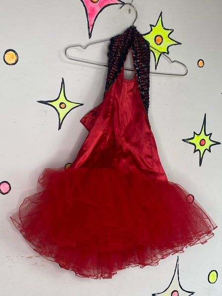 Red & Black Goth Ballet Costume Corset Crinoline Cosplay Dress XS/S
