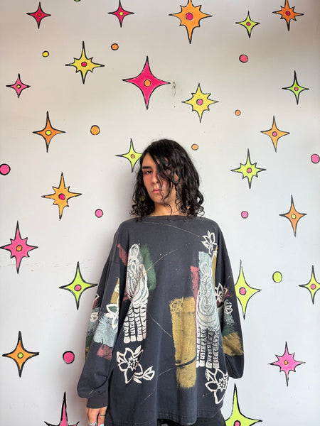 Vintage 80s Zebra Print T-Shirt | Distressed Abstract Grunge Oversized Tee XXL