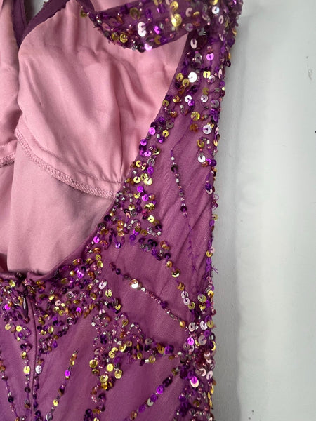 Vintage Y2K Glitter Glam Adrianna Papell Silk Fully Beaded Goddess Formal Gown 4