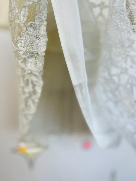 Vintage 80s White Lace Poofy Party Dress | Coquette Tulle Mini Dress Size Small