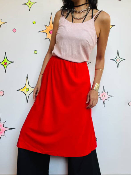 Retro 70s Pink & Red Terry Cloth Midi Dress – Soft Lounge Boho Resort Style S/M