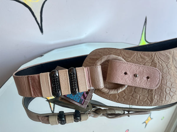 Vintage Wide Western Leather Cinch Belt Statement Belt Glam Grunge Boho 80s