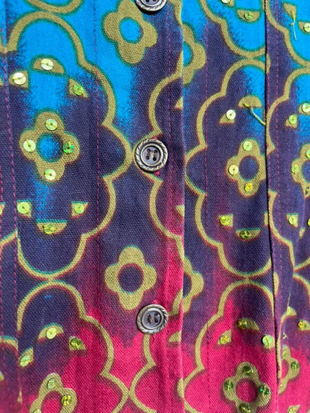 Vintage Wearable Art Rainbow Fairy Whimsy Grunge Boho Cotton Jacket – Size L