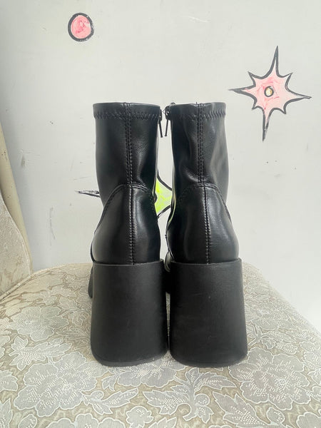 Steve Madden Black Platform Ankle Boots Goth Grunge Chunky 90s Emo Size 7