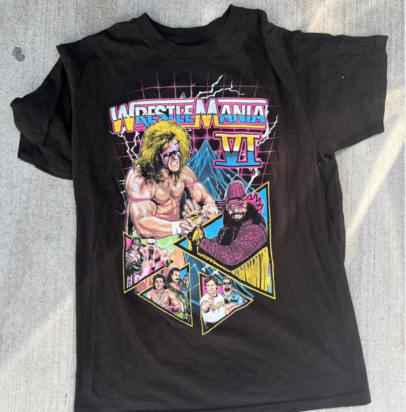 Wrestle Mania Ultimate Warrior Tee WWF Grunge Novelty T-Shirt M