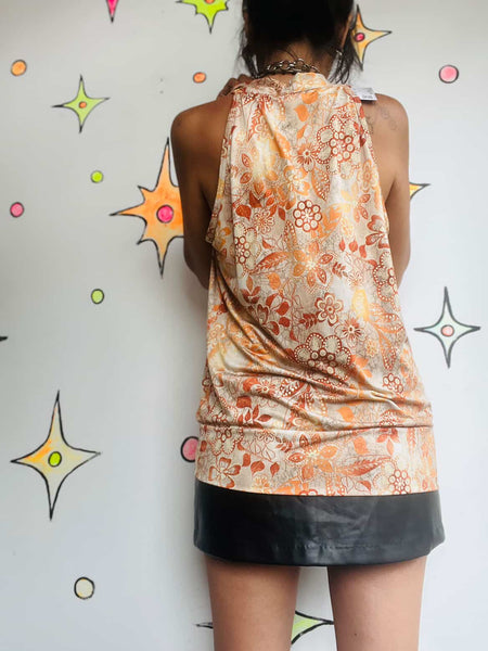 Y2K Fairy Grunge Tattoo Print Slinky Top - Emo Indie Sleaze Vibes (L)
