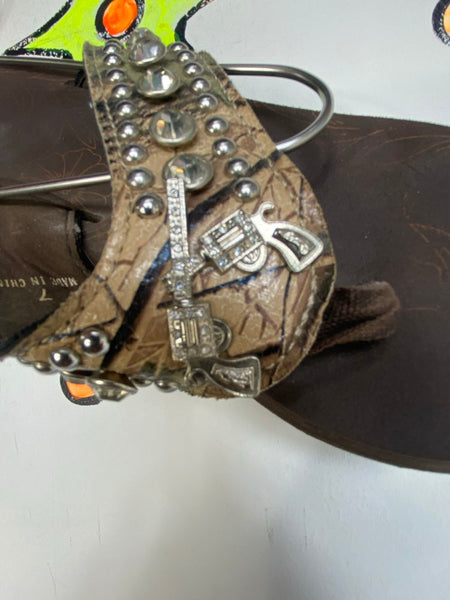 Y2K Rhinestone Vegan Snakeskin Platform Flip Flops Indie Sleaze McBling Sandal 7