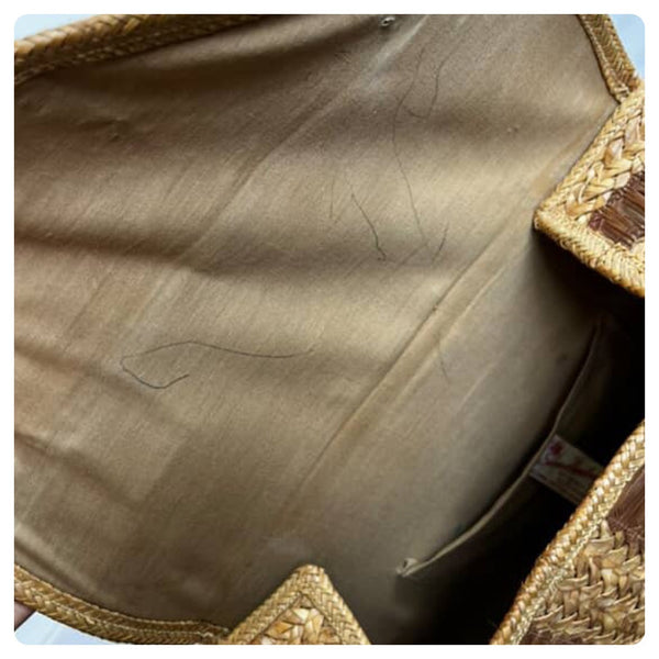 Vintage 70s | Rattan Basket Purse Woven Wicker Tote Boho Hand Bag